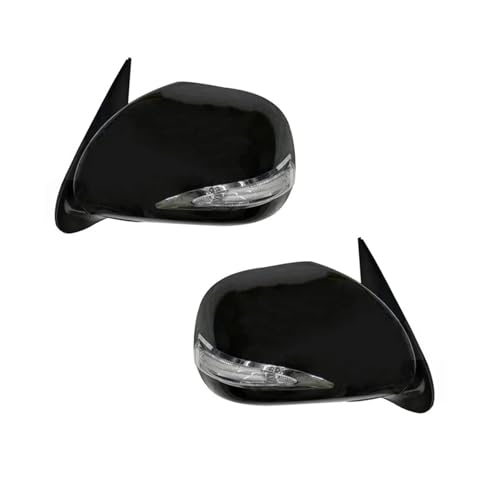 車用電動リフレクターバックミラーアセンブリ トヨタ ハイエース 200 2005-2015 対応 オートサイドミラー 外装 LEDライト付き(A pair Black)