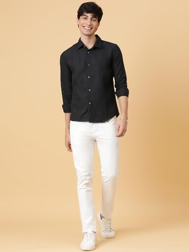 Image of KOTTY Men's Textured Casual Shirt - Long Sleeve||Button-Down Collar||Classic Fit