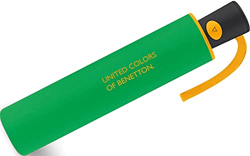 Benetton United Colors of 56604, Paraguas Plegable Automatico 52 Cm Green Unisex niños, Verde, 95 cm