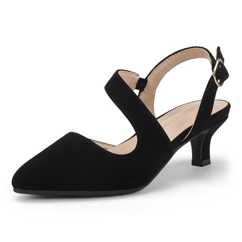 Image of Hehainom Girls Dress Shoes Kitten Heels Sandals Little Big Kids Pointed Toe Slingback Wedding Party Pumps Shoes