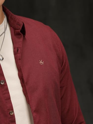 Image of WROGN Men's Cotton Linen Blend Shirt | Solid | Slim Fit