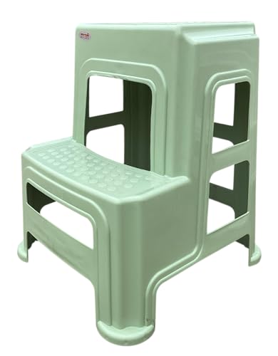 Image of SKYGLAMOUR Supreme Plastic Multi-Purpose Step Stool for Kitchen and Office Use with Weight Bearing Capacity of 150 Kg | 2 Step Stool for Home |Color: Frosty Green; Set of 1