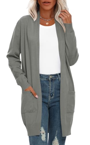 Image of Anymiss Womens Oversized Long Sweater Cardigan with Pockets - Long Sleeve Knit Kimono S-3X