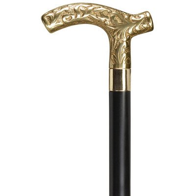 Men Embossed Derby Cane Black Maple, Solid Brass Handle -Affordable Gift! Item #HAR-9112408