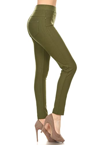 Image of Leggings Depot Women's Cotton Blend Stretch Pull-on Jeggings Casual Pants with Pockets (Available in Plus Size)