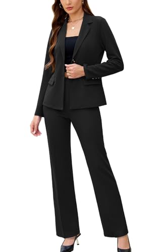 Women's 2 Piece Suits Business Casual Outfits Long Sleeve Solid Blazer with Pants Professional Office Work Sets