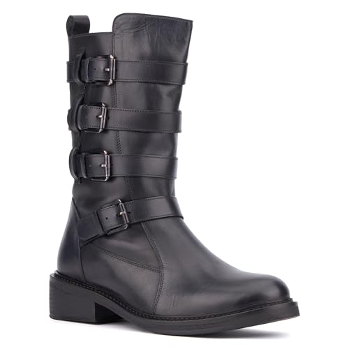 VINTAGE FOUNDRY CO. EST. 2014 Womens Ulan Black Tall Round Toe Boots, Leather Lining, Flats Leather Outsole; Size 9