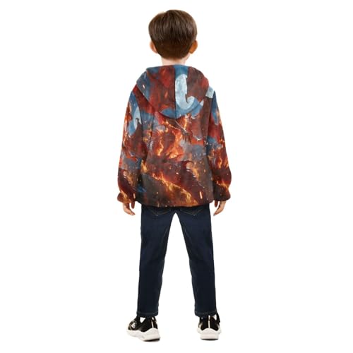 Fiery Dragon Moonlight Toddler Fleece Jacket Girl Boys Hooded Fleece Jacket Coat Warm Outwear Zip-up 3-10T4