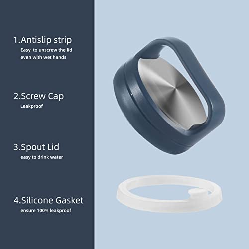 IDEUS Vacuum Insulated Water Bottle, 24 oz Stainless Steel Water Bottles with Straw, Chug and Spout Lid, Reusable Metal Water Bottle Leak Proof Gym Water Bottle, BPA-Free(Blue) - Image 6