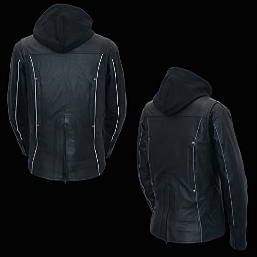 Image of Milwaukee Leather Women's Premium Leather Motorcycle Riding Jacket With Removable Hoodie Liner