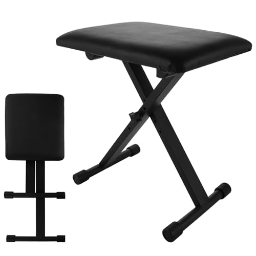 Panca per pianoforte regolabile in altezza, design pieghevole a X, con seduta imbottita e base antiscivolo per comfort e stabilità