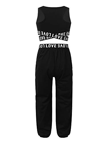 Kids Girls Hip Hop Dance Outfit Tracksuit Jazz Crop Tank Sport Bra with Athletic Trousers Street Pants Set2