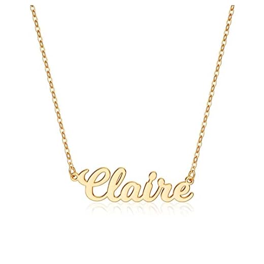 Ursteel Claire Necklace, Custom 14K Gold Plated Claire Name Plate Necklace for Women