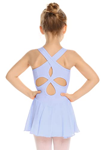 Image of Arshiner Kid Girls Hollow Back Ballet Leotard with Skirt Sleeveless Dance Dresses