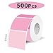 1.5 Inch Square Thermal Label Printer Stickers, Pink Gradient Self-Adhesive Direct Thermal Labels Stickers, Waterproof/Perforation Line Design- 500 Sheets