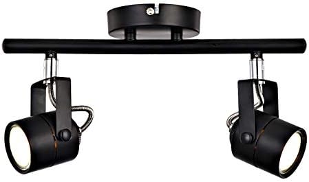 KARMIQI LED Ceiling Spot Lights, Angle Adjustable Modern 2 Way Spot Light, Indoor Black Industrial Ceiling Down Lights for Kitchen Living Room Bathroom Bedroom Bar Porch(with 2X 4W GU10 Bulbs, 3000K)