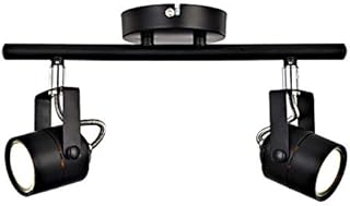 KARMIQI LED Ceiling Spot Lights, Angle Adjustable Modern 2 Way Spot Light, Indoor Black Industrial Ceiling Down Lights for Kitchen Living Room Bathroom Bedroom Bar Porch(with 2X 4W GU10 Bulbs, 3000K)
