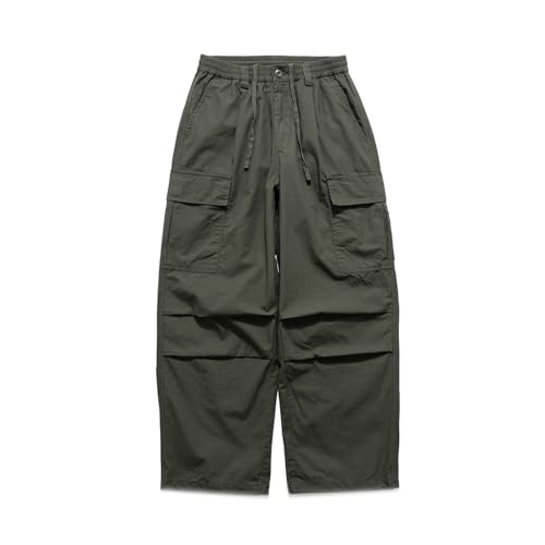 Men's Spring/Fall Cargo Pants Japanese Style Large Pocket Loose Straight Leg Casual Trousers