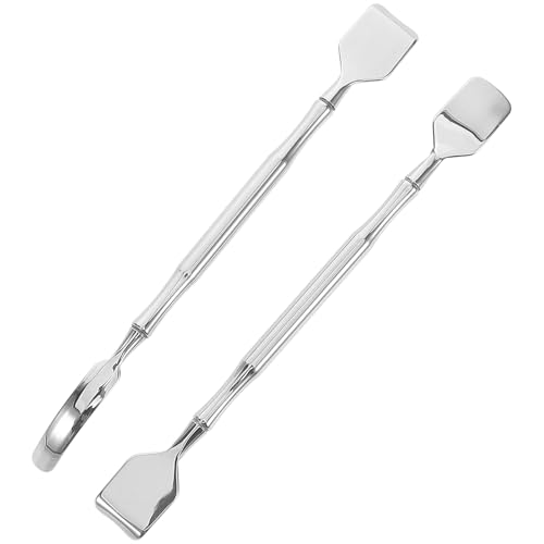 VINTORKY Espátula de Acero Inoxidable para Puntos Negros, Set de 2 Piezas (Cabezal Plano y Curvo), Herramienta para Limpieza Profunda y Masaje, Unisex para Cuidado Piel