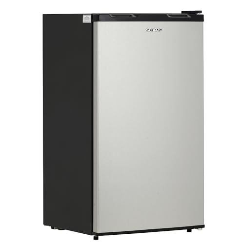 Image of SHARP 92 L 1 Star Mini Direct Cool Single Door Refrigerator |Japan 7 Shields Protection|Vegetable Box| Toughened Glass shelves (Metal Silver)