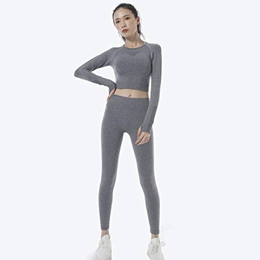   ヨガウェア セット S グレー Amazon.co.jp: S-TING フィットネスジム服ヨガセット女性ドライ