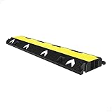 Cable Protector 2-Channel | Heavy-Duty Pedestrian Cable Ramp | Weatherproof PVC Outdoor Cable Cover with Bright Yellow Lid | Prevent Tripping Hazards and Cable Damage - Set of 1
