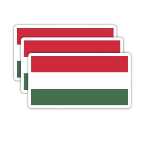 Image of (3PCS) Hungary Flag stickers, Countries Flag Stickers - Waterproof Vinyl Decals For Laptops, Tumblers, Water Bottles, Books, Scrapbooks, Size 3 x 1.7 Inch