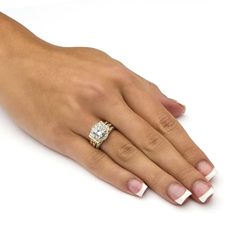 PalmBeach Yellow Gold-plated Round Cubic Zirconia Jacket Bridal Ring Set Sizes 5-103