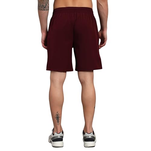 Image of ATICX Polyester Shorts for Men - Quick Dry Lightweight with Zipper Pockets - Gym, Running, Jogging, Training Half Pants for Basketball, Swimming, Badminton, Cycling, Football, Outdoor & Home Wear