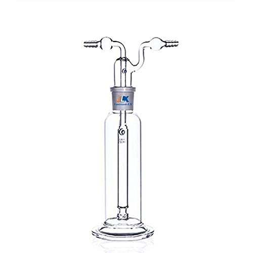 Bottiglia di lavaggio del gas da laboratorio, trappola per vuoto in vetro da 500 ml con due tubi piegati, kit di vetreria in borosilicato per laboratorio di chimica (500ml)