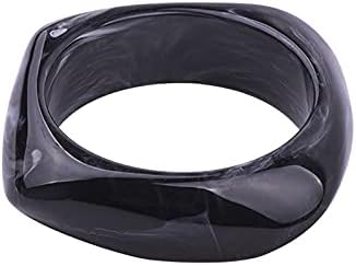 Caiyao Colorful Square Acrylic Resin Bangle Bracelet Wristbands Tortoiseshell Acetate Plate Cuff Bracelet Vintage Wide Irregular Geometric Plastic Bracelet for Women Teen Girl Jewelry-E black