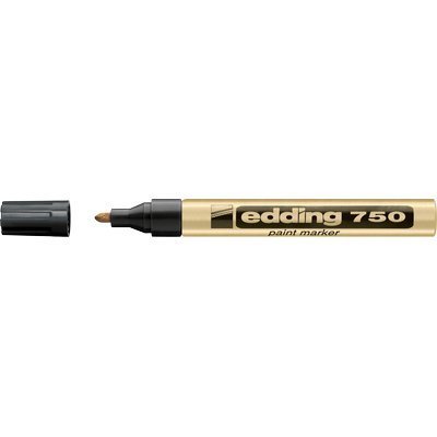 edding 750 marcadores de tinta opaca - oro - 10 rotuladores - punta redonda 2-4 mm - para metal, vidrio, piedras o plástico - resistente al calor, permanente, no mancha, impermeable