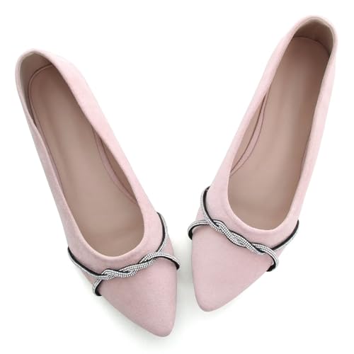 Image of TN TANGNEST Womens Casual Flats Chain Ballet Flats | Fashion Pointed Toe Rhinestone Flats, Comfort Slip On Dress Shoes for Business Work Office Wedding Party