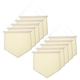 PATIKIL 10 Stück Leinwandbanner, Emaille Pin Wanddisplay Hängende Flaggen, Ohrringe Halskette Pin Sammlungsorganisator mit Holzstangen, Beige