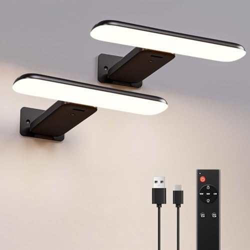 NARUNDREN Lampes murales pour Tableau, Eclairage Tableau Sans Fil, Applique Murale rechargeables à Batterie avec Télécommande, 3 CCT, Lumière Tableau pour...