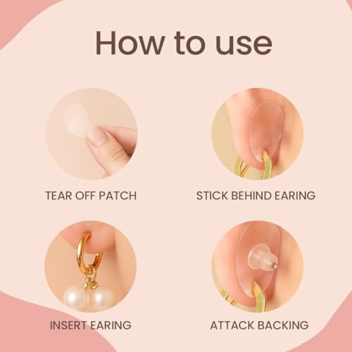 Image of Pristar 30 Count Earlobe Support Patches for Women - Ear Lobe Support for Earrings, Prevent Sagging & Drooping, Comfortable Backs for Heavy Earrings