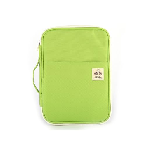 mophrati オフィス スクール 防水 A4ファイル 紙袋 会議室 書類 オックスフォード布 収納フォルダー ファスナー開閉 ポーチ 文房具, 緑