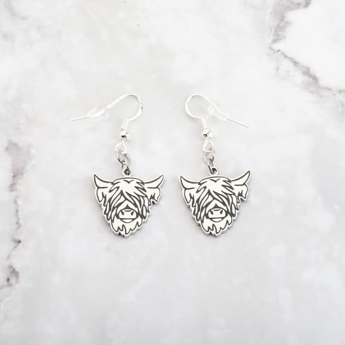 Image of CENWA Stainless Steel Highland Cow Earrings Highland Cow Jewelry Animal Jewellery Gift for Her (Highland Cow Earrings)