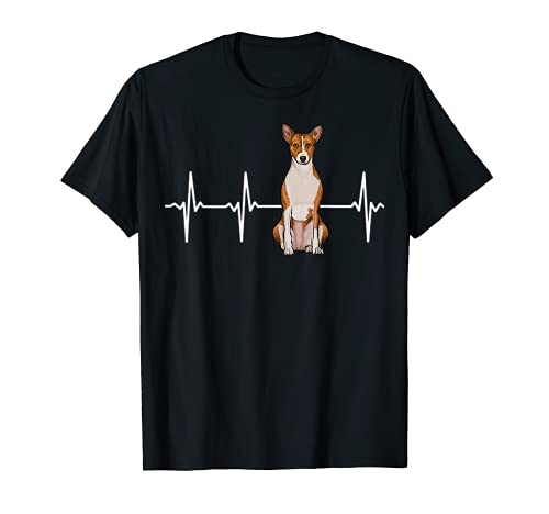 Basenji Heartbeat Dog Lover T-Shirt, Black