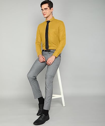 Image of MILDIN Men's Pure Cotton Striped Printed Shirt with Spread Collared Neck Full Sleeve Curved Hemline Button Closure and Regular Fit | Shirt for Man