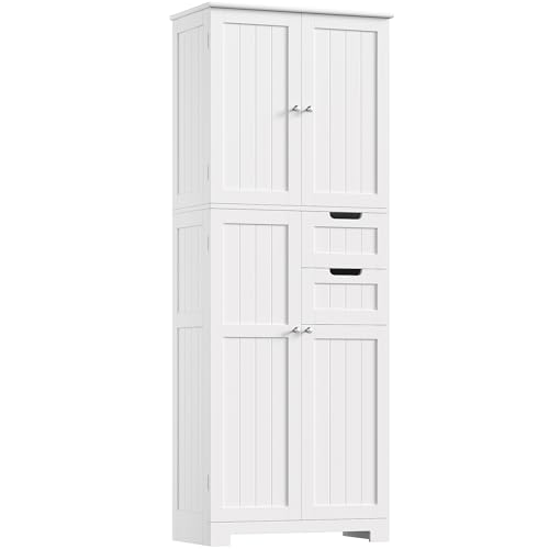 HOCSOK Badezimmerschrank Hoch, Badschrank Hochschrank mit 4 Türen und 2...