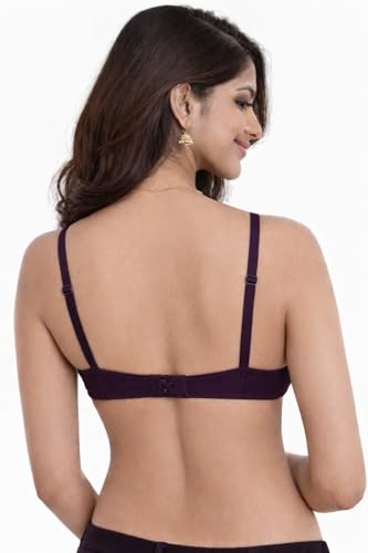 Image of Women's Cotton Medium Padded Bra | Soft & Breathable Fabric | Full Coverage Everyday Comfort Bra | Adjustable Straps & Back Hook Closure