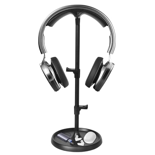 Eclove Supporto per Cuffie, Porta Cuffie Curvo con Vassoio Portaoggetti, Porta per Cuffie da Tavolo con Base, Gancio per Cuffie Universale da Scrivania per Tutte le Cuffie da Gioco/Cuffie da Desktop