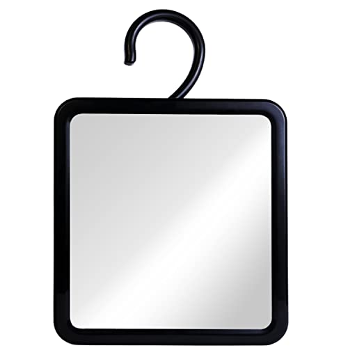 Mirrorvana Fogless Shower Mirror For Shaving With Hook For Hanging And Anti Fog Shatterproof Surface - Fill Back Chamber/Reservoir With Hot Water For Fog Free Shave (Black, 8" X 7") #TOP27