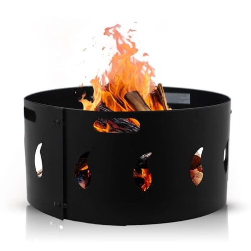 MUNTEL Funkenschutz Feuerschale Ø 60 x 27 cm Schwarz Feuerring Grill Feuerring Firepit Ring Grillring für Feuerschale Feuerstelle Outdoor