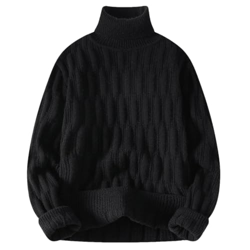 Men’S Fashion Jacquard Turtleneck Knitted Pullover Sweater Casual Long Sleeve Jumper Top