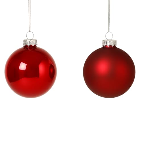 Magie di Natale Palline per albero di Natale in plastica decorate color Rosso (4 sfere da 10 cm)