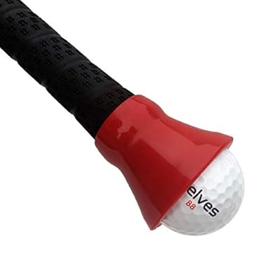 ELVES Golf Ball Pick-up Suction Cup Sticks on Putter?Putter Ball Pick up,Golf Ball Retriever for Putter Grips,Golf Ball Grabber Suction Cup Pick Up Back Saver Put On Putter Grip-Rubber (red)