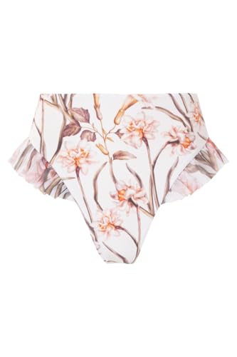 PATBO, Botanic Retro Flutter Bikini Bottom, L, Off-White