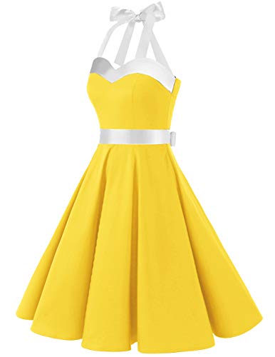 Image of DRESSTELLS Women's Vintage 1950s Cocktail Dress, Retro Tea Party Halter Swing Dresses